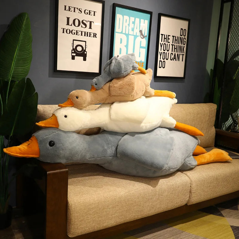 50-130cm Giant Duck Plush Toy - Extra Soft Fluffy Stuffed Animal Pillow, Cute Swan Goose Doll for Kids Girls Birthday Gift | Perfect for Nursery Decor, Sleep Companion & Playroom Floor Mat