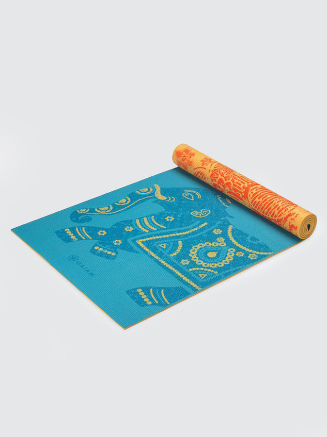 Gaiam Reversible Elephant Print Yoga Mat 6mm Thick Non-Slip Exercise Mat for Home & Studio Workouts - Perfect for Yoga, Pilates, and Meditation