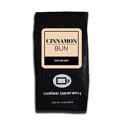 Coffee Beanery Cinnamon Bun Flavored Coffee - 12oz Medium Roast Coarse Ground Specialty Coffee | Perfect for Breakfast, Dessert Pairing & Cozy Moments