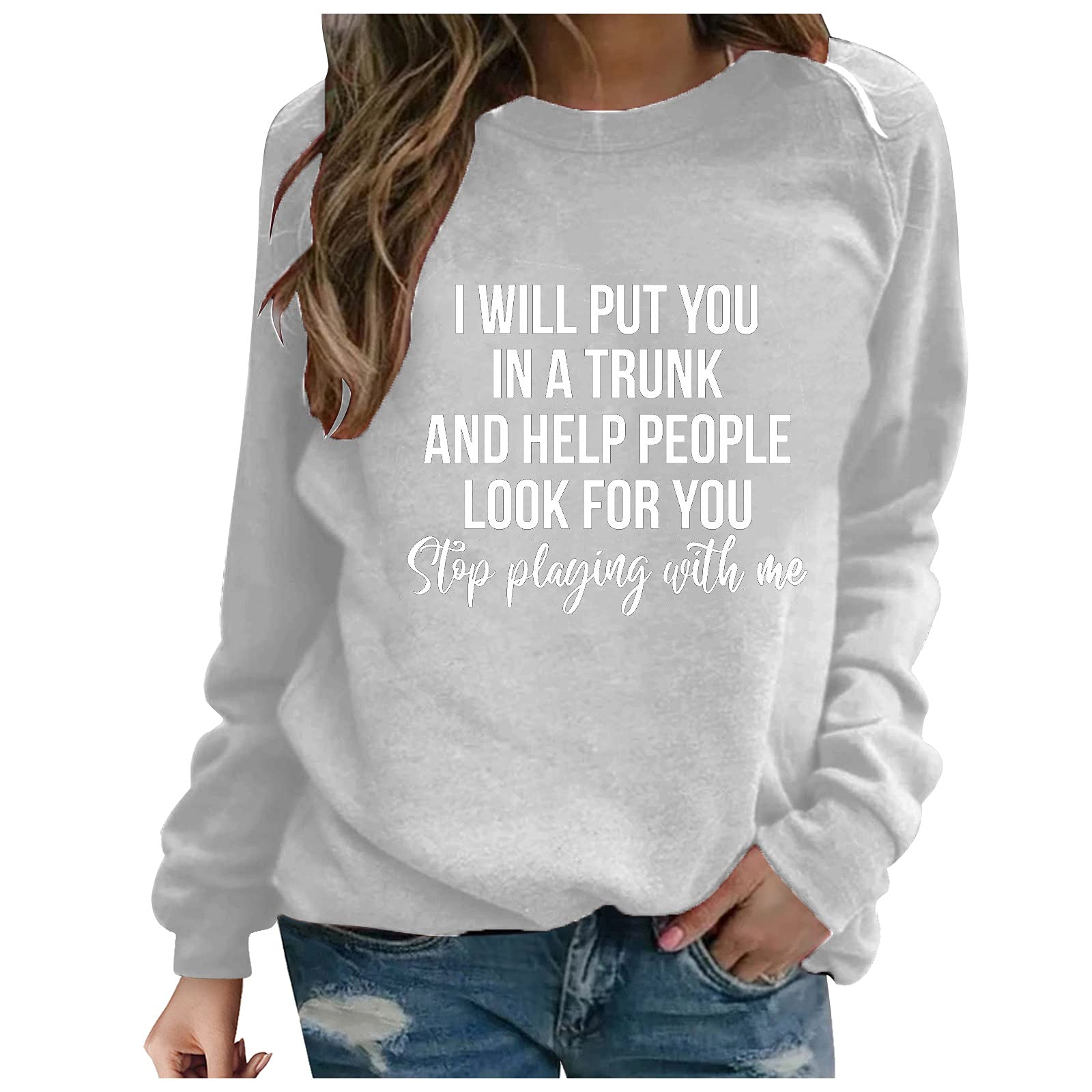 Trendy Women's Oversized Long Sleeve T-Shirt with Letter Print - Round Neck Casual Loose Fit Comfortable Winter Warm Sweatshirt for Party, Daily Wear & Street Fashion