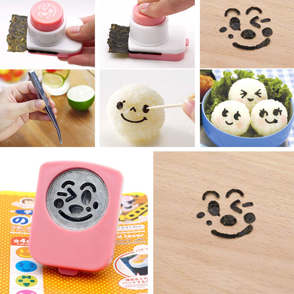DIY Cartoon Rice Ball Molds - Smiling Face Sushi Maker & Seaweed Cutter Kit for Bento Box Decoration | Perfect for Kids Lunch, Party Snacks & Japanese Food Preparation