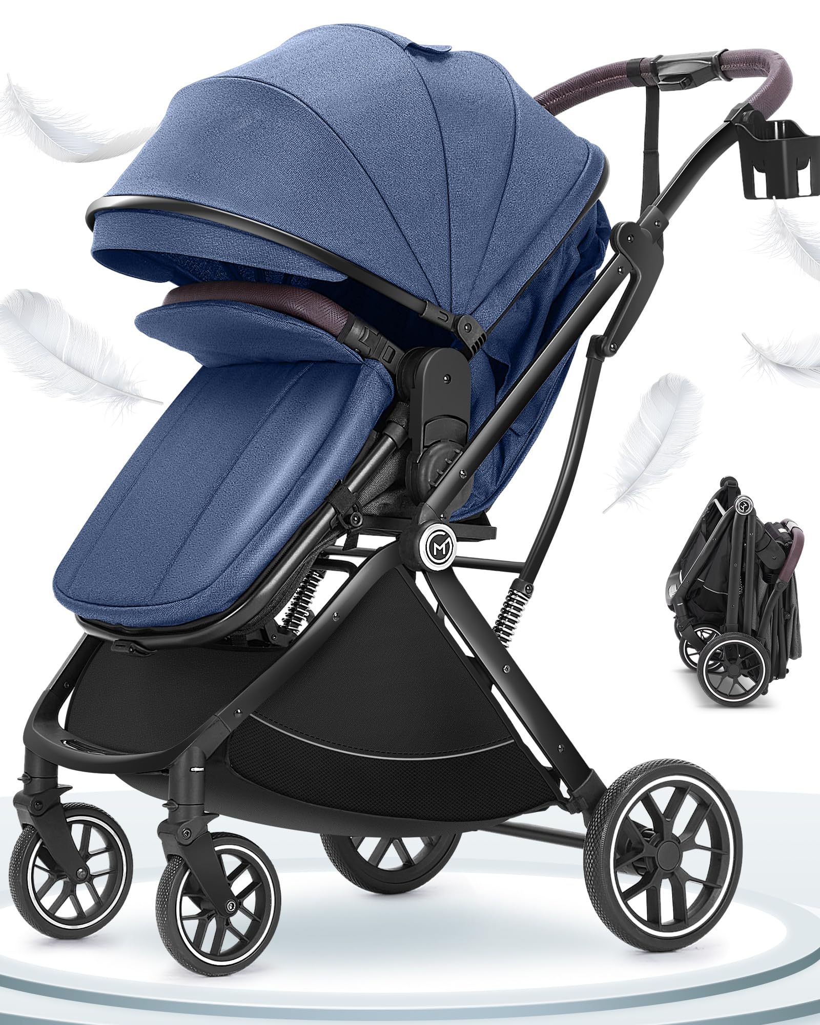 3-in-1 Convertible Baby Stroller with Bassinet - Lightweight Foldable Travel Stroller for Newborns to Toddlers | One-Hand Fold, Reversible Seat & Extra Storage | Perfect for Shopping, Travel & Daily Walks