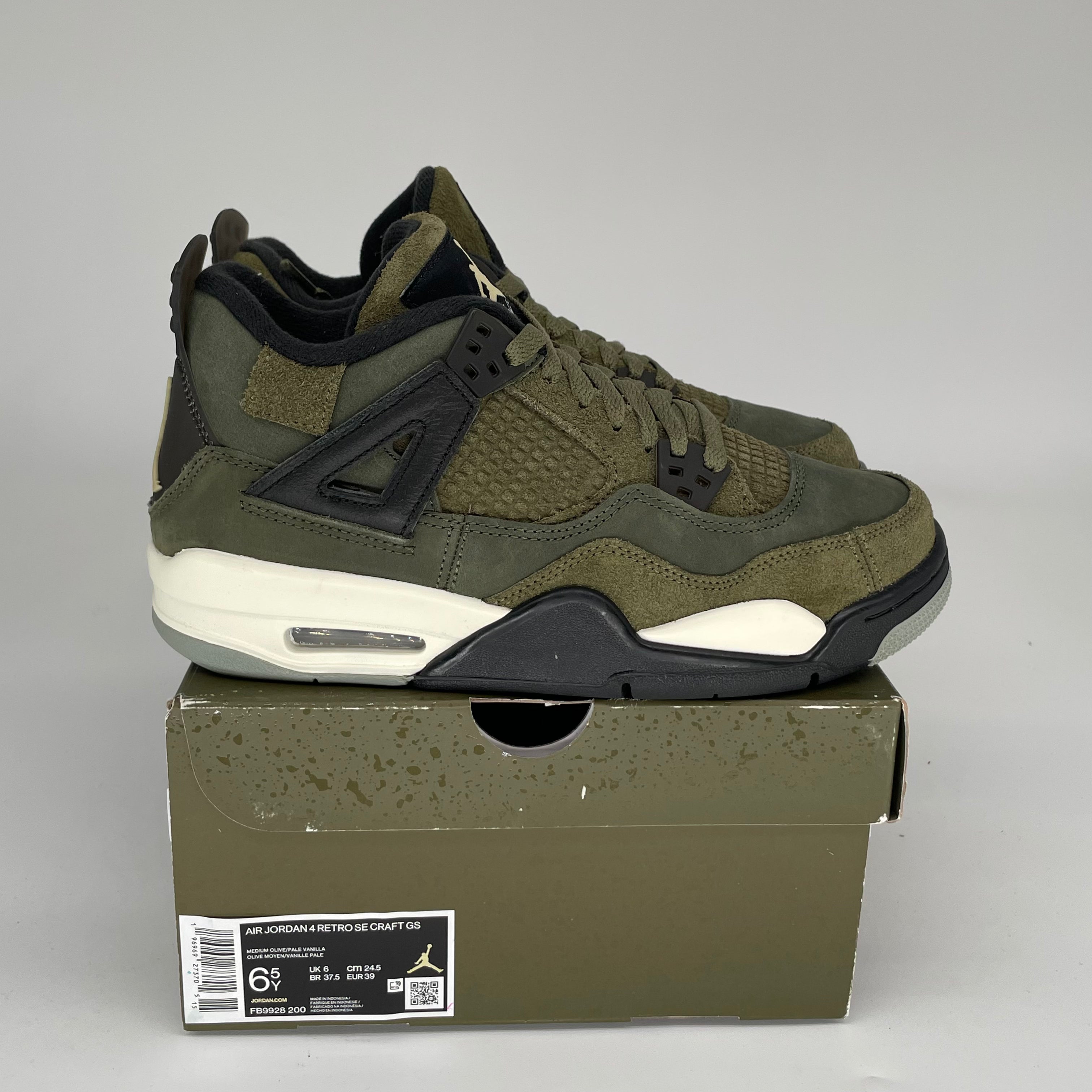 AIR JORDAN 4 CRAFT MEDIUM OLIVE Men's Basketball Shoes Size 6.5Y FB9928-200 - Perfect for Streetwear Fashion & Basketball Games