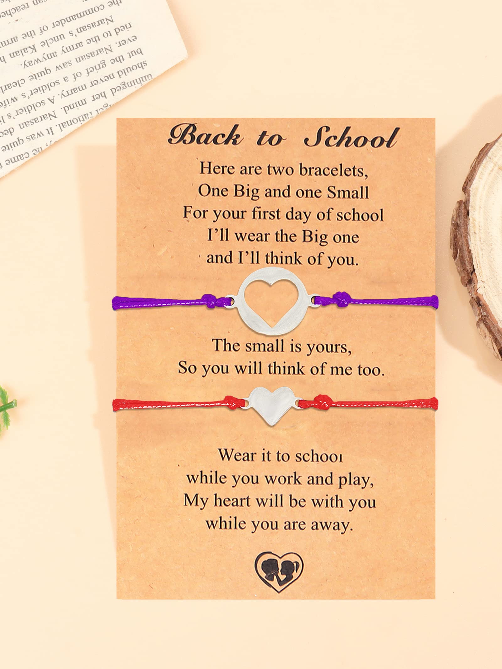 HUASAI First Day of School Bracelet Set - Back to School Gifts for Kids & Parents, Mommy and Me Matching Wish Bracelets - Perfect for School Celebrations, Graduation Gifts & Teacher Appreciation