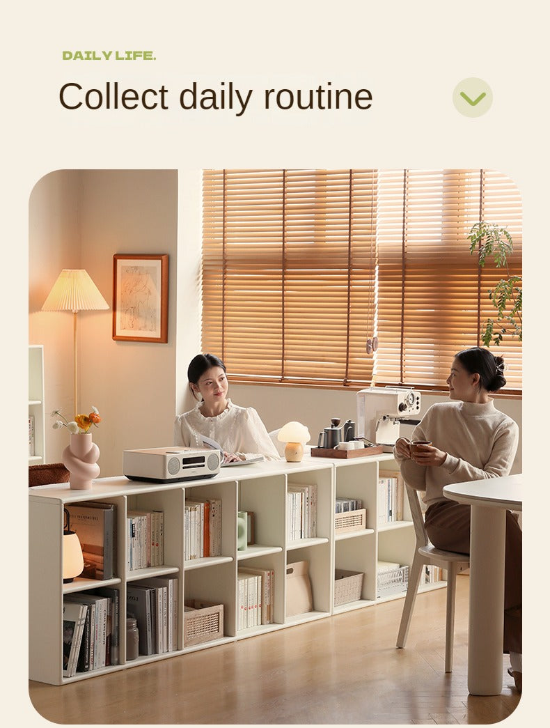 Poplar Solid Wood Bookcase - Free Combination Cream Style Bookshelf for Living Room, Bedroom & Office Storage