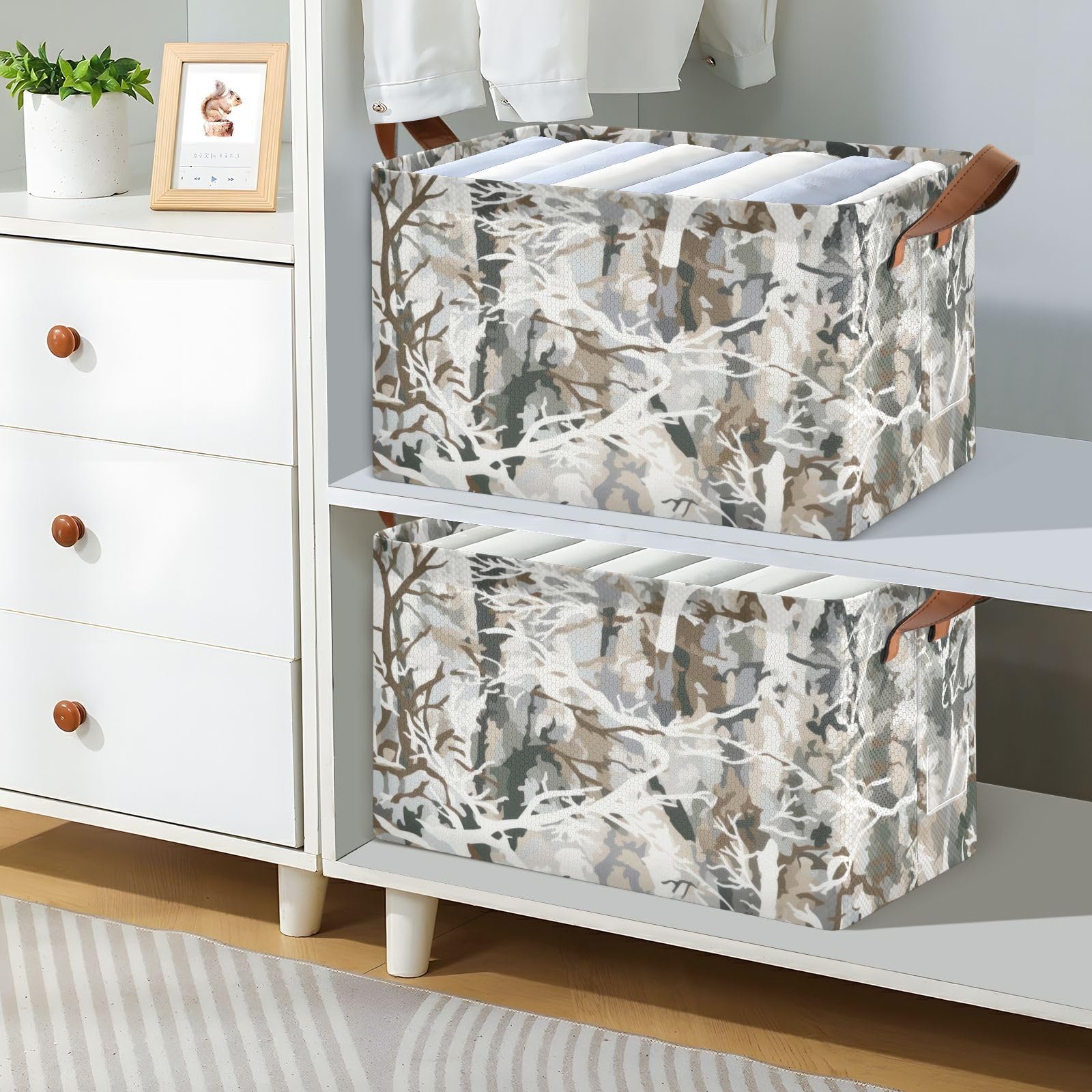 Large Abstract Tree Design Fabric Storage Baskets - Foldable Organizer Bins with Handles for Closet, Bedroom & Office (2-Pack) | Perfect for Clothes, Toys & Home Organization