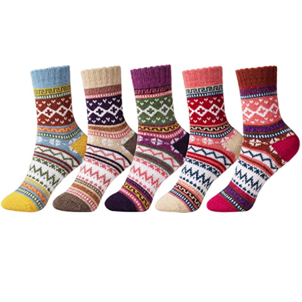5 Pairs Women's Fluffy Thermal Wool Socks - Warm Knitted Winter Socks for Women | Cozy Gift Idea for Her | Perfect for Cold Weather, Home & Office Wear