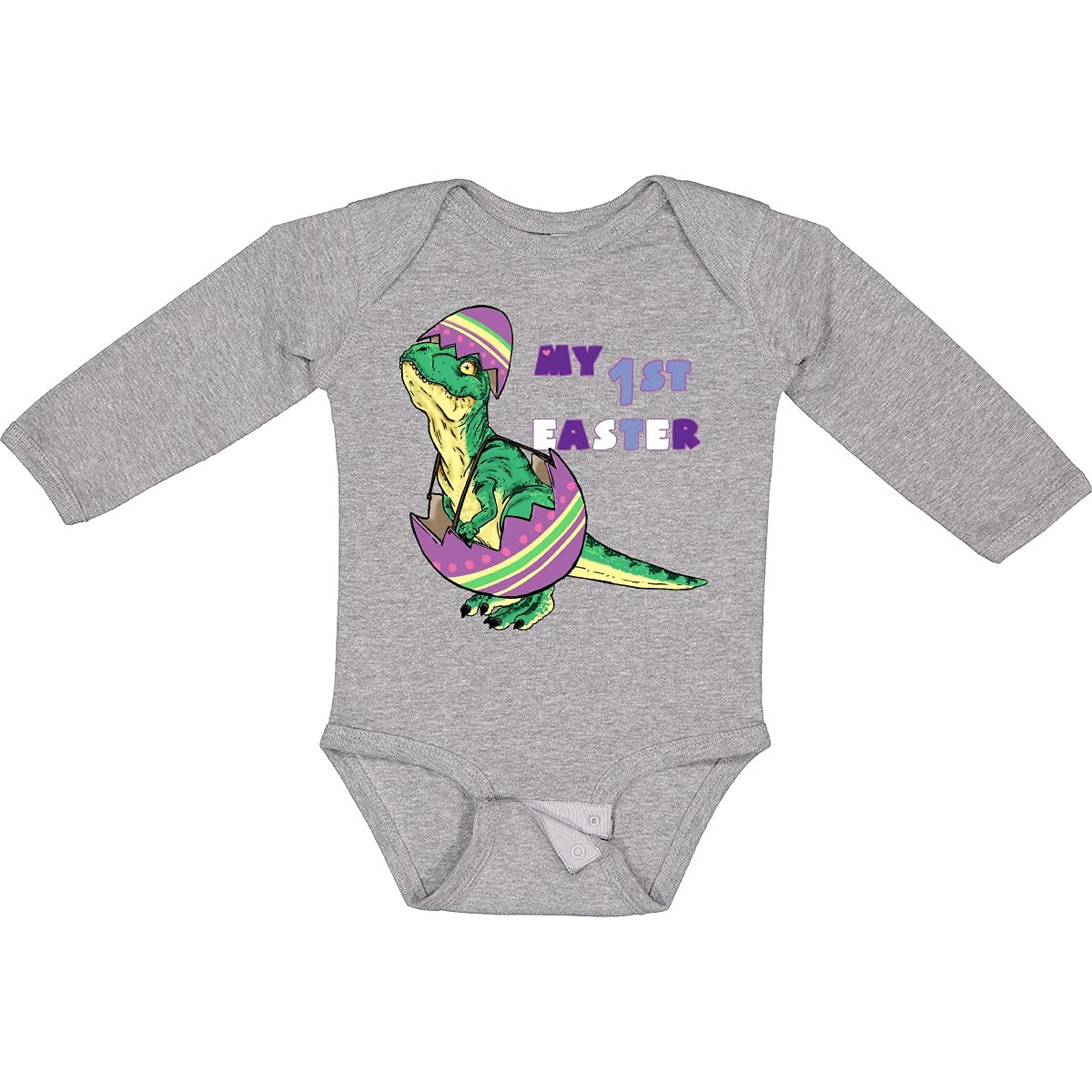 My 1st Easter Baby Dinosaur Bodysuit - Cute T-Rex Egg Print Long Sleeve Creeper for Infants | Perfect Easter Outfit & Photo Shoot Costume