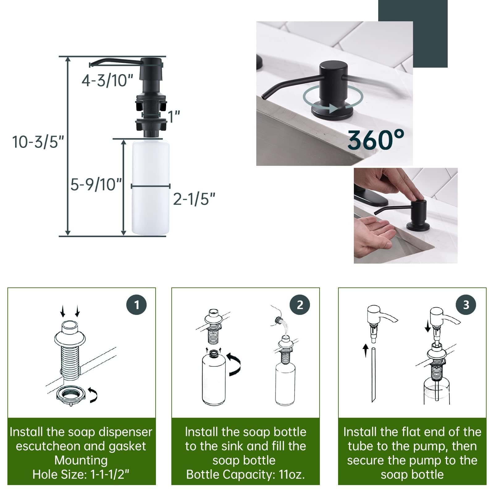 APPASO Matte Black Kitchen Faucet with Pull Down Sprayer & Soap Dispenser - 2-Mode High Arc Commercial Grade Stainless Steel Sink Faucet for RV, Bar, Farmhouse & Modern Kitchens - Perfect for Cooking, Washing Dishes & Food Prep