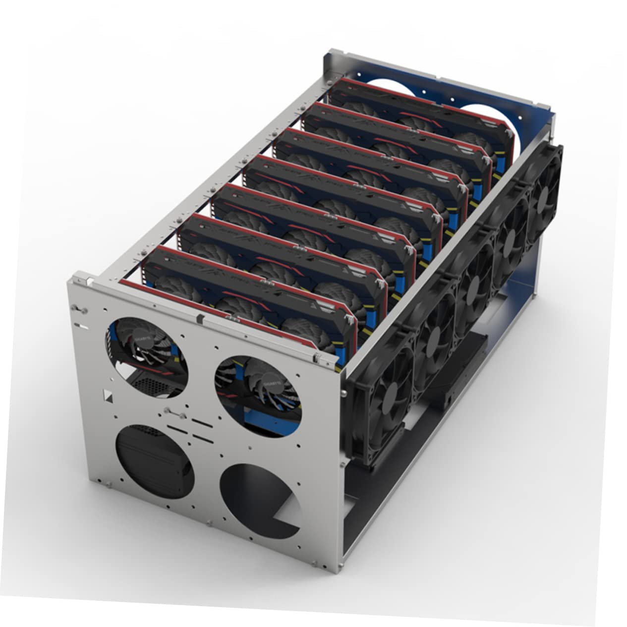 Hemobllo GPU Mining Frame - 6/8/10 Graphics Card Storage Case with 12cm Fan Support, ATX Compatible, Portable Mining Rig Frame for Cryptocurrency Mining | Perfect for Home Mining Setup and Data Center Use