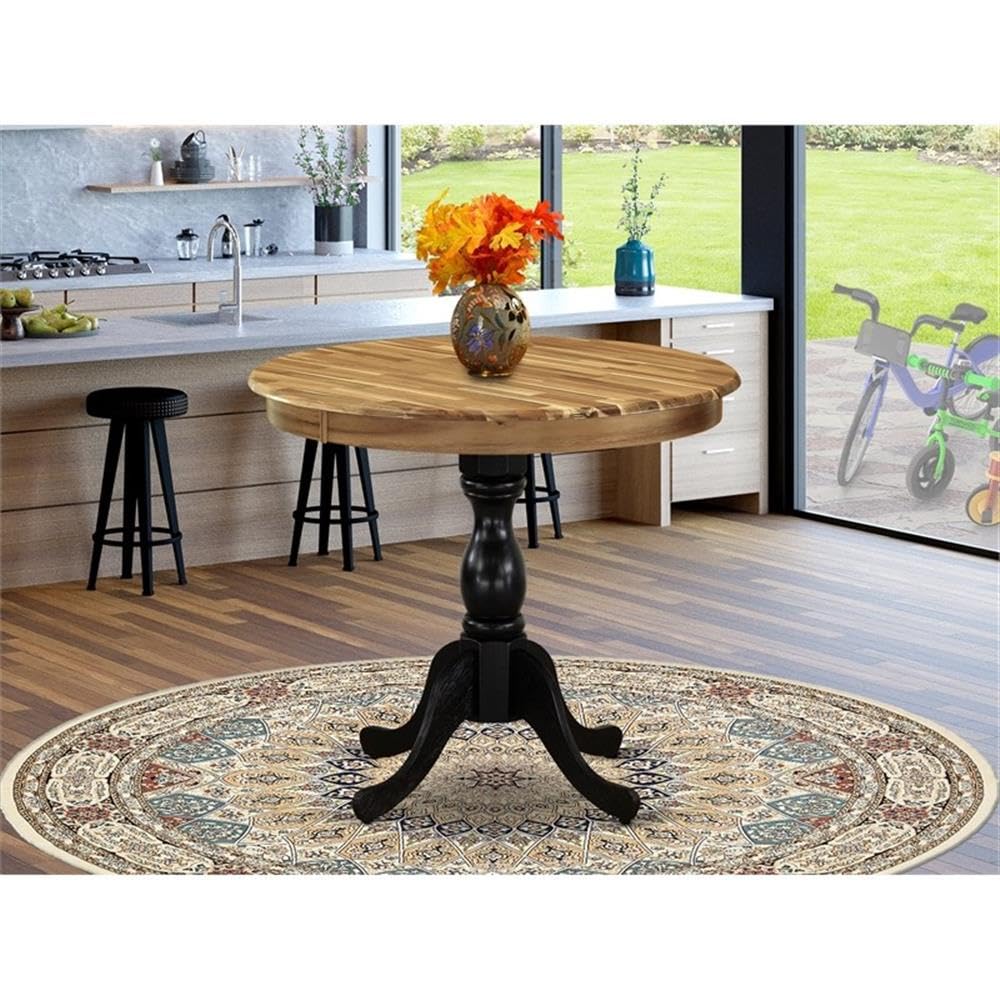 Antique Modern Round Dining Table 36x36 Inch - Pedestal Base Kitchen Table Top in Multi-Color | Perfect for Small Spaces, Breakfast Nooks & Cozy Dining Areas