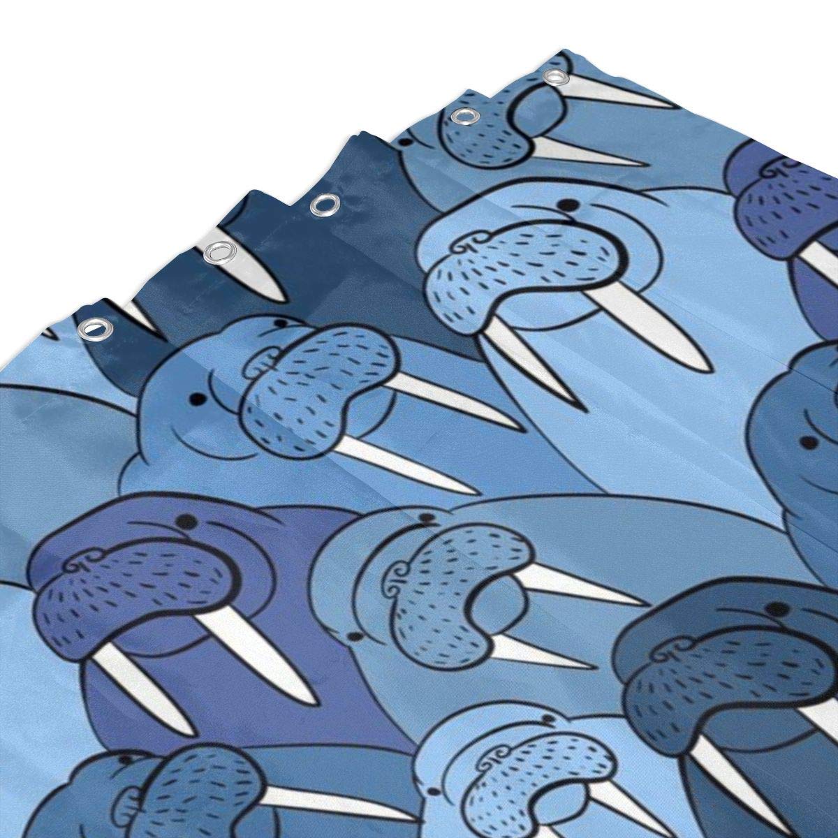 Walrus Shower Curtain Set with Hooks - Waterproof Polyester Bathroom Decor for Kids
