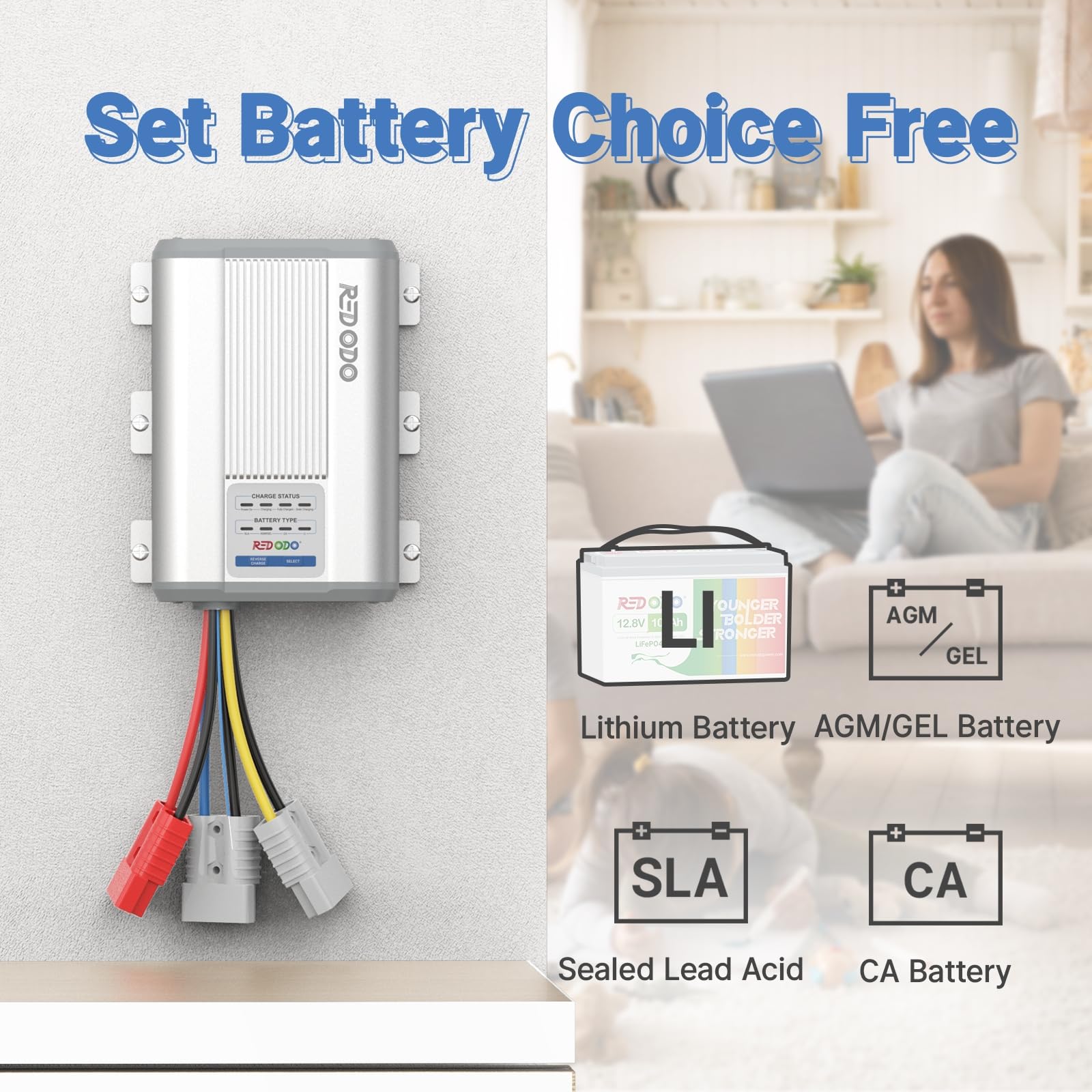 Redodo 12V 40A DC to DC Battery Charger with MPPT - On-Board Charger for AGM, Gel, SLA & Lithium Batteries - Dual Input Charger with LED Indicators & Anderson Connector - Perfect for RV, Camper, Van, Vehicle & Marine Applications - Charge Batteries While Driving or Boating