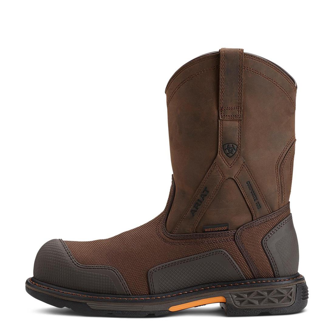 OverDrive XTR Composite Toe Waterproof Work Boots for Men - Brown Cordura Leather Safety Shoes - Ideal for Construction, Hiking & Outdoor Work