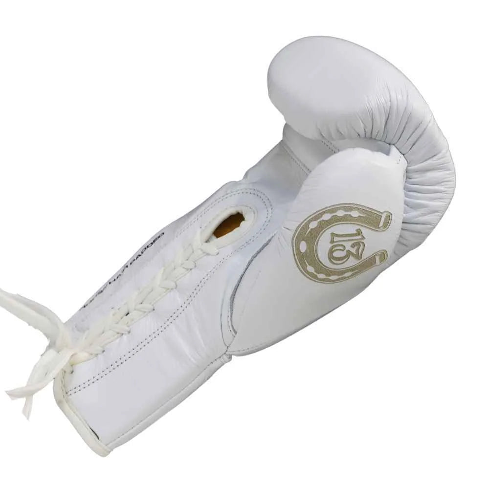 Premium Mexican Lucky 13 Boxing Gloves - White Lace-Up Training Gloves for Professional & Amateur Fighters | Ideal for Boxing Gyms, Sparring & Heavy Bag Workouts