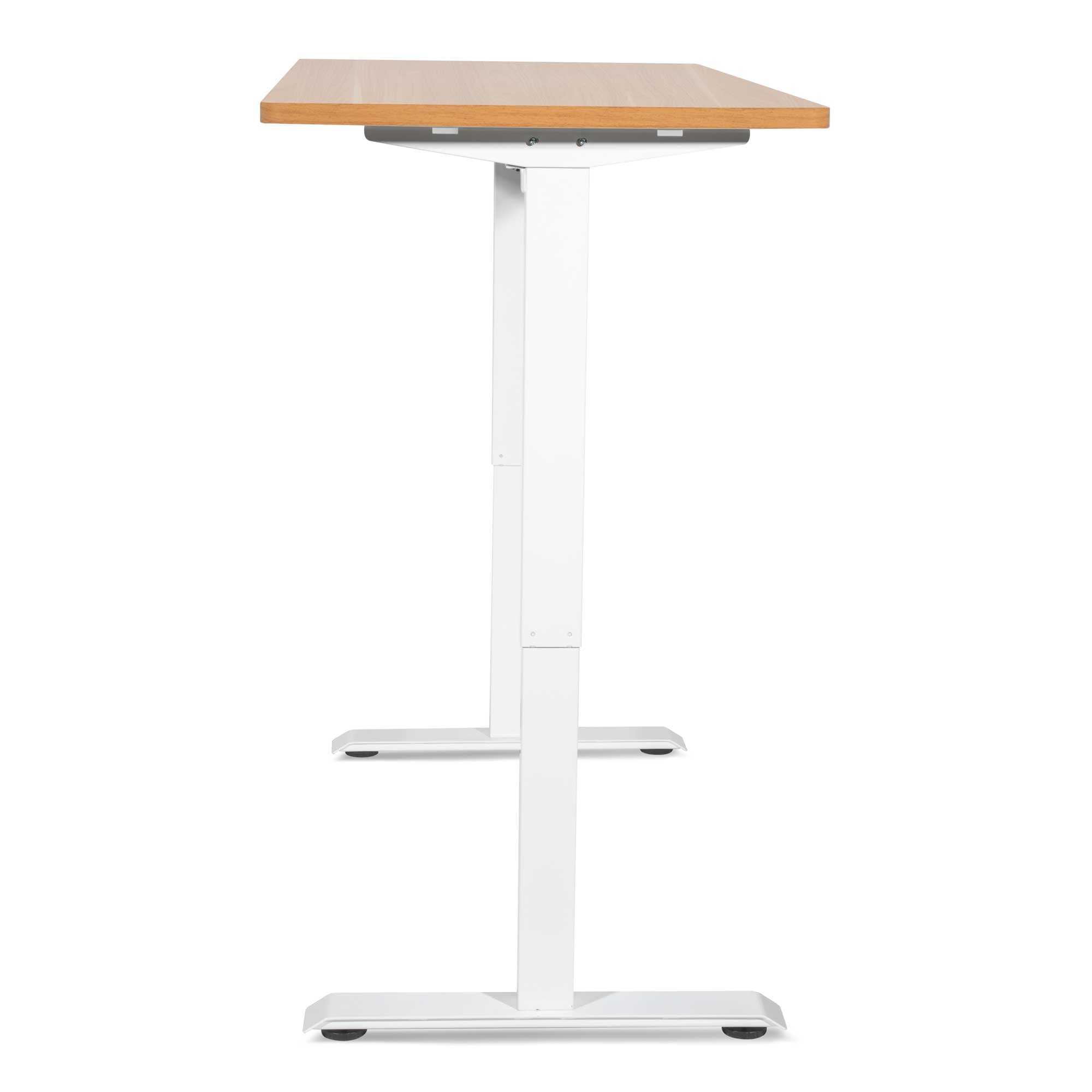 Single Motor Height Adjustable Electric Standing Desk with Oak Wood Desktop - Ergonomic Sit Stand Workstation for Home Office, Study & Gaming (Model DH68)
