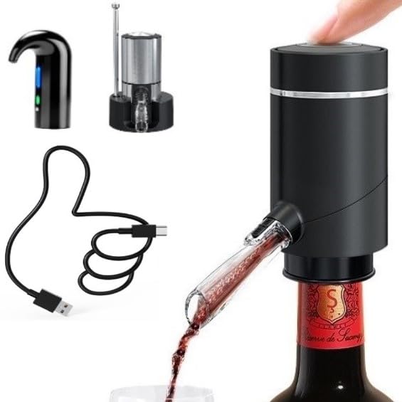 Premium Electric Wine Aerator & Decanter - Fast Wine Pourer & Dispenser for Wine Lovers | Perfect Wine Accessories & Corporate Gifts | Ideal for Dinner Parties, Wine Tasting & Home Bars