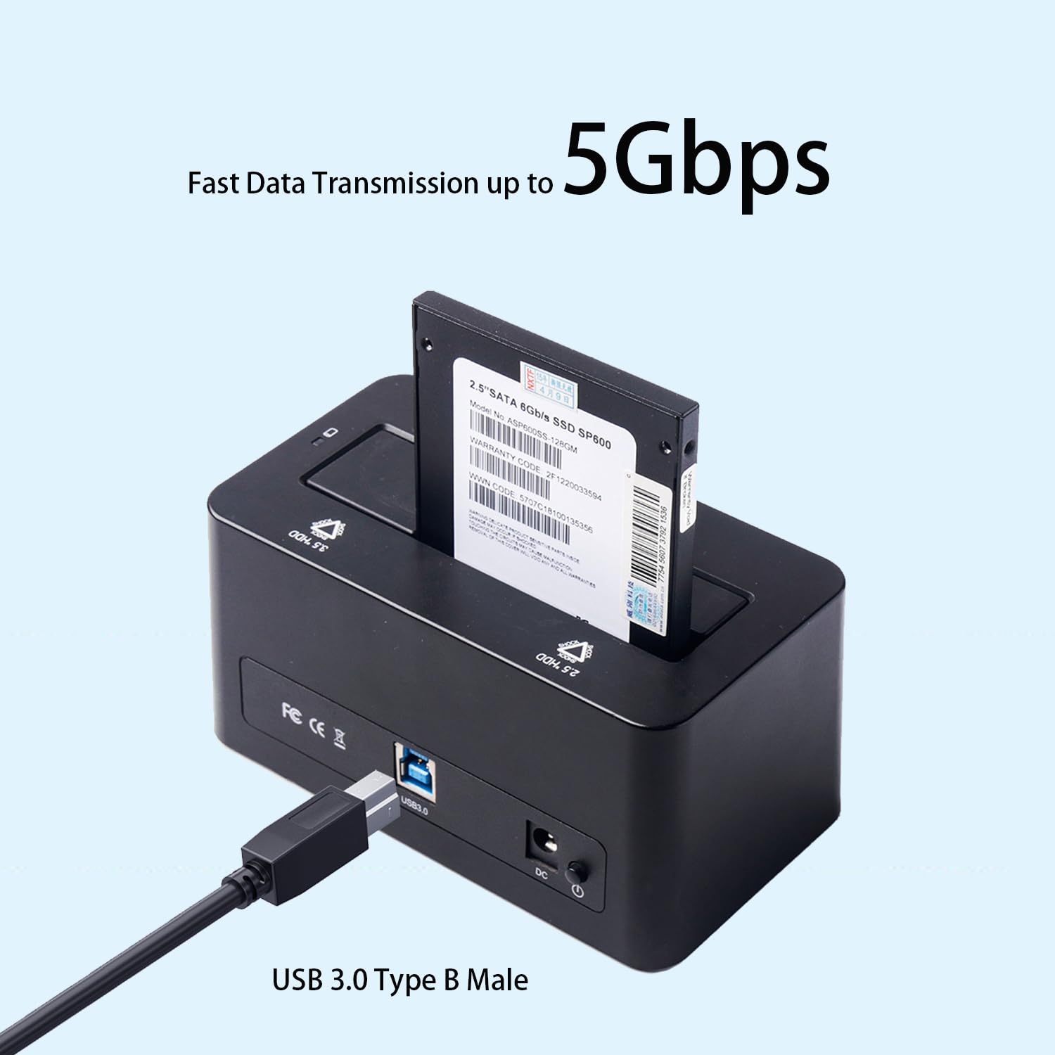 Pocxwa USB 3.0 Printer Cable A to B Male Cord - 5Ft High Speed Data Transfer for Docking Station, External Hard Drive, Scanner, Monitor, Hub - Compatible with HP, Epson, Canon Printers (Black) | Perfect for Home Office & Workstation Setup