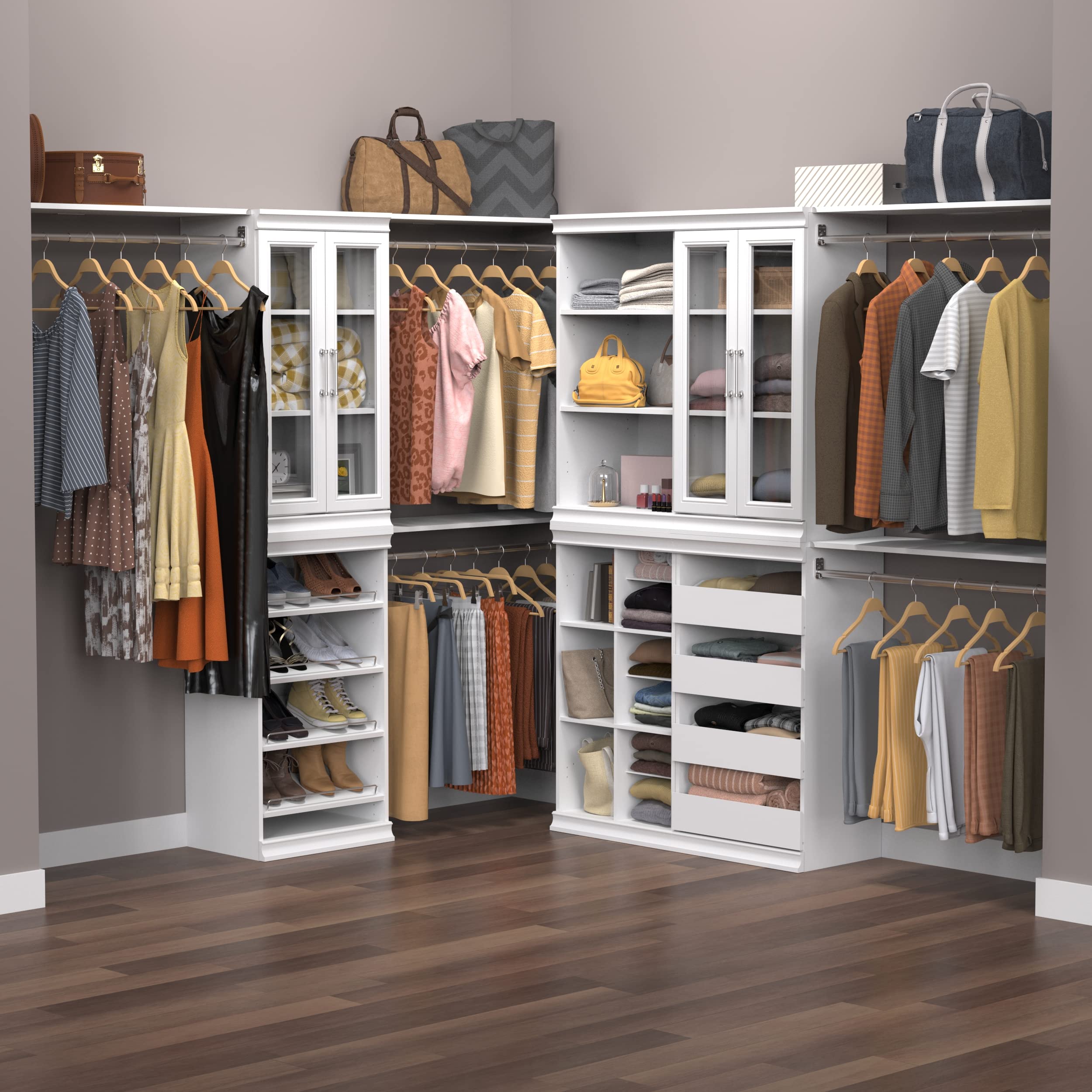 ClosetMaid 4-Drawer Modular Storage Unit - Wooden Closet Organizer with Stackable Design, Full Backer & Decorative Trim - White | Perfect for Bedroom, Closet & Home Organization