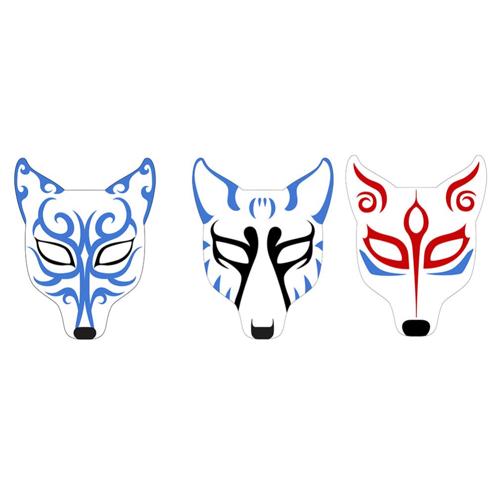 PRETYZOOM DIY Fox Mask - Blank Kitsune Kabuki Mask for Halloween Cosplay, Masquerade Party & Photo Props | Japanese Style PU Fox Costume Accessory for Women & Men | Perfect for Cosplay Events, Theater Performances & Themed Parties