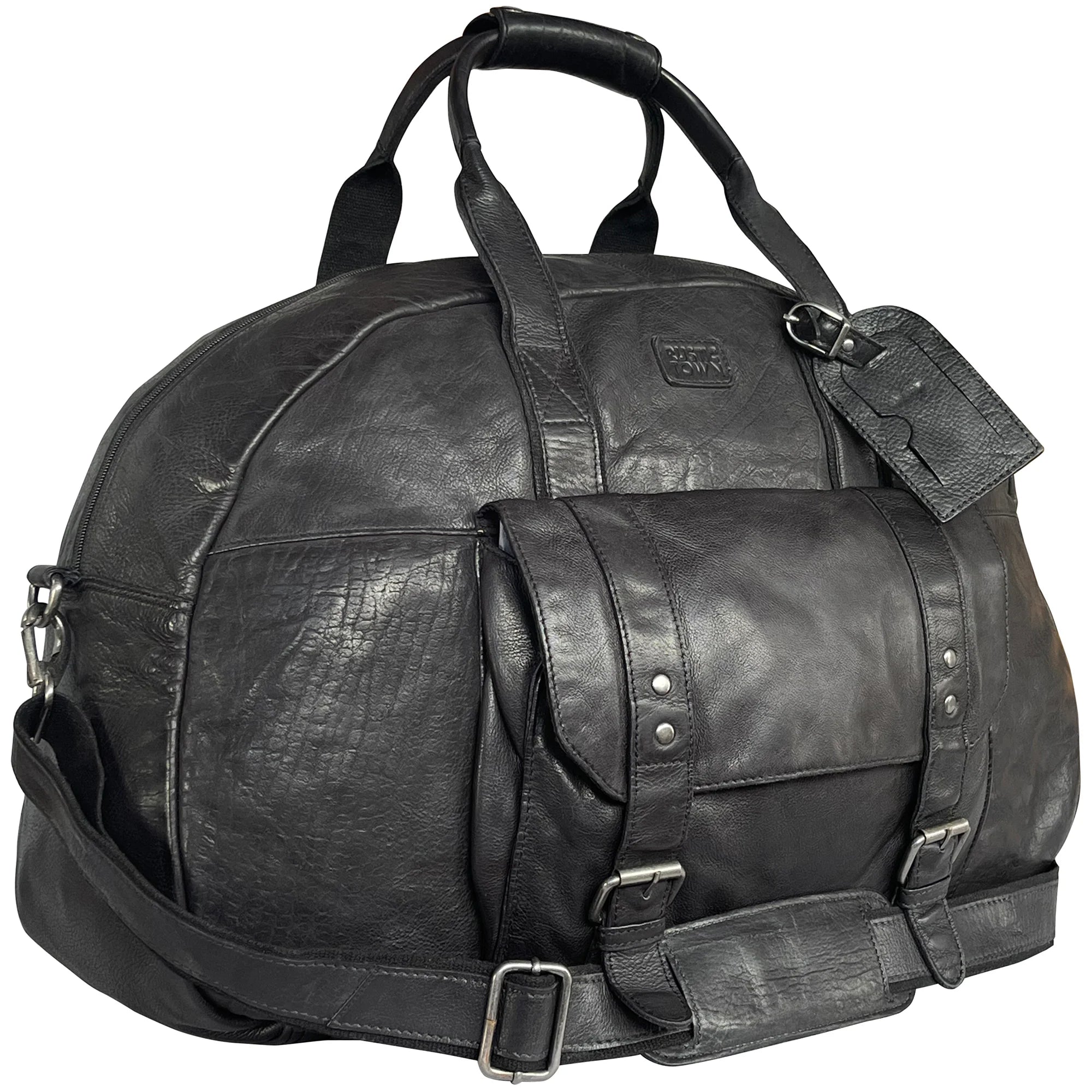Premium Casanova Genuine Leather Duffel Bag for Men - Black Travel Duffel with Shoulder Strap - Perfect for Gym, Business Trips & Weekend Getaways