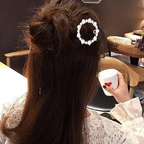 Elegant Pearl Hair Clips for Women - Golden Crystal Stone Lock Hair Pins Set of 4 | Hair Accessories & Jewelry for Women & Girls | Perfect for Weddings, Parties & Everyday Style