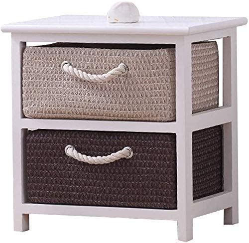 UWY Wooden Nightstand with Knitted Drawers - 2 Drawer Bedside Table for Bedroom, Living Room & Bathroom - Compact Storage Organizer for Small Spaces | Perfect for Reading Nooks, Guest Rooms & Apartment Decor