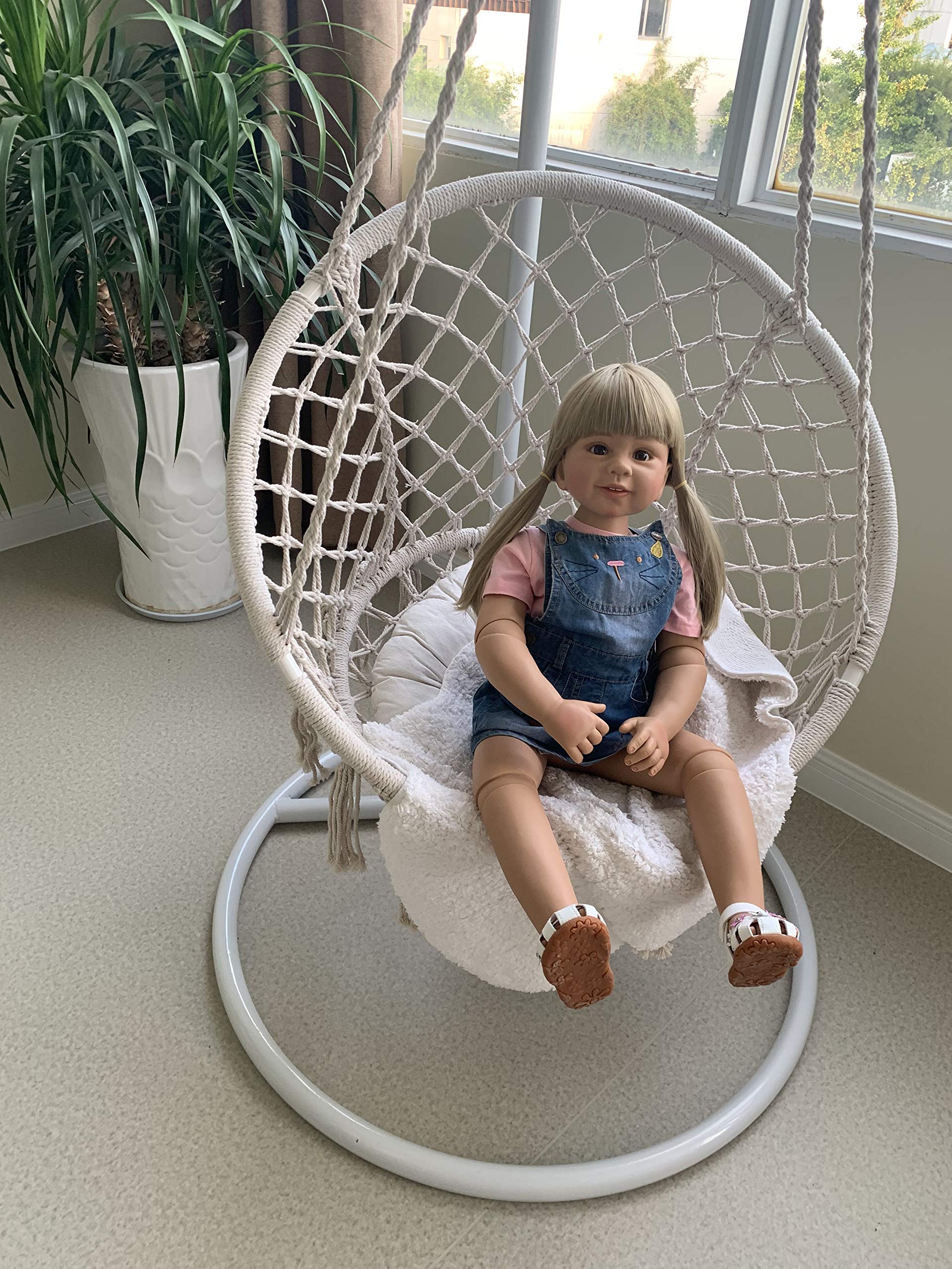 34 Inch Realistic Reborn Baby Doll - Lifelike Full Body Hard Vinyl Toddler Girl with Long Hair | 3 Year Old Dress Model | High Quality Collectible (No Girl Parts) | Perfect for Nursery Decor, Photography Props, and Gift Giving