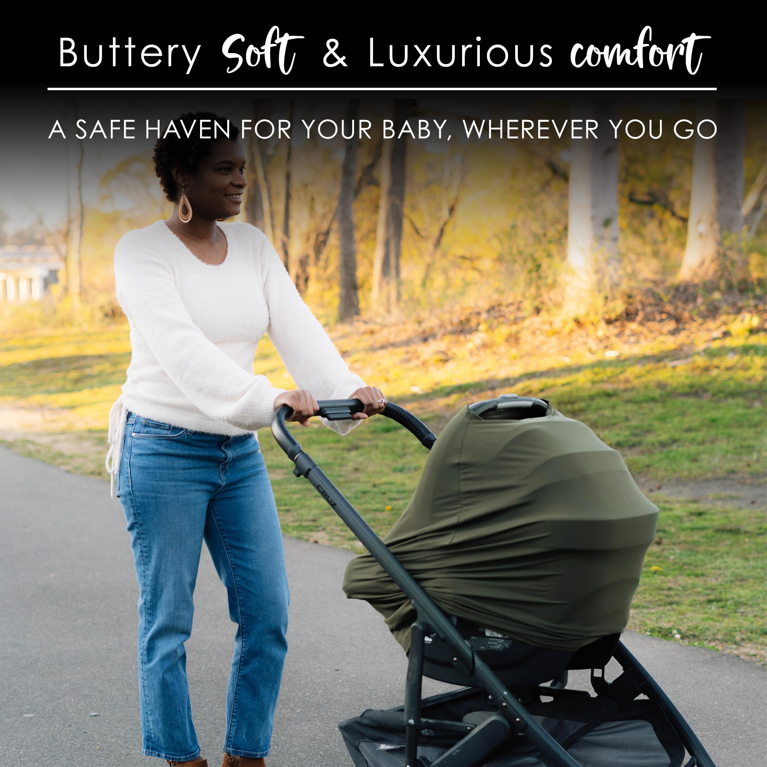 Milk Snob Original 5-in-1 Premium Baby Cover in Olive Green - Nursing Cover, Car Seat Canopy, Stroller Blanket, High Chair Cover & Shopping Cart Protector | Soft Breathable Fabric for Breastfeeding Privacy & Newborn Protection | Perfect for Travel, Outings & Daily Baby Care