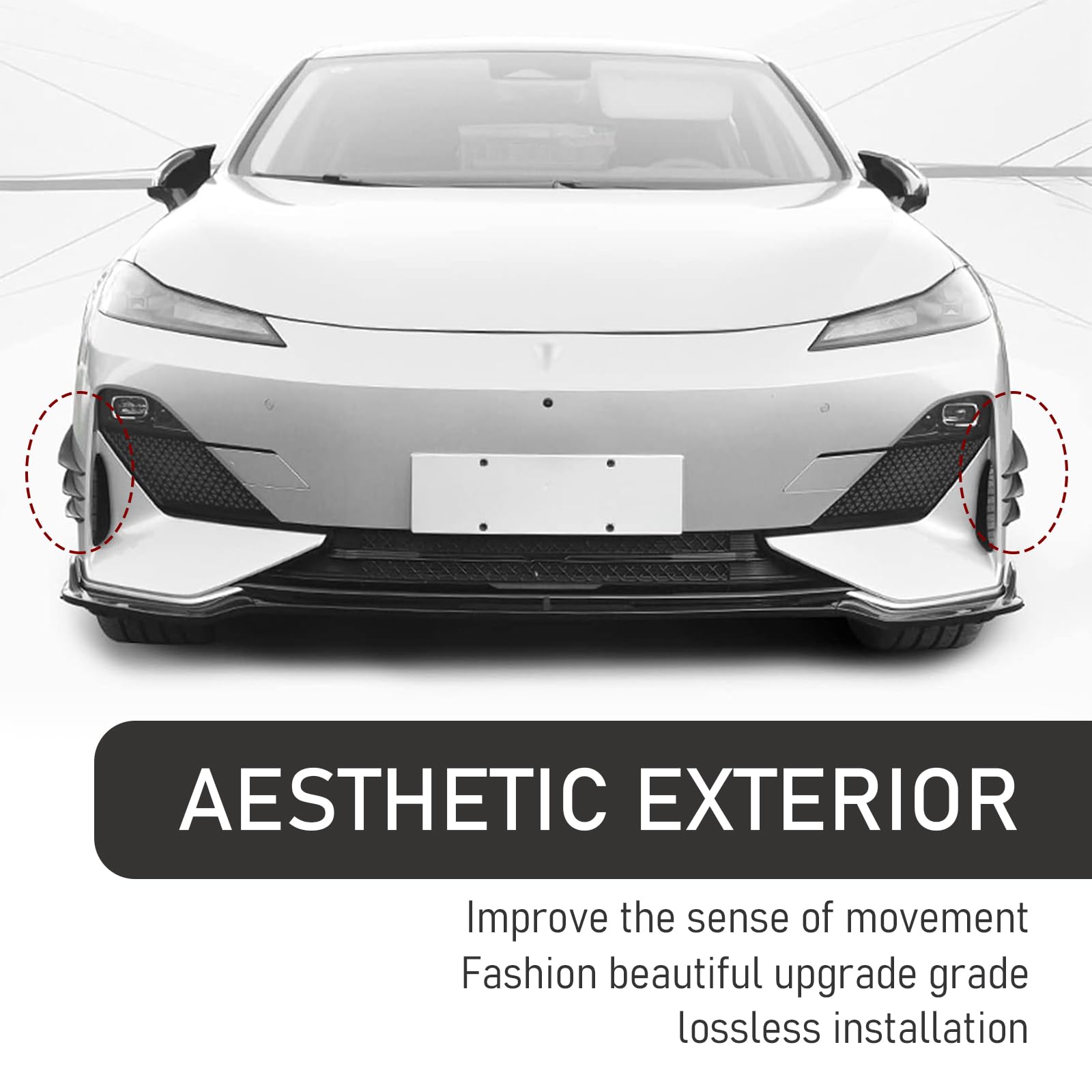 6 PCS Universal Car Spoiler Canards Kit - PVC Material Front Bumper Lip Splitter, Anti-Collision Body Strip Decorative Stickers for Most Vehicles (Carbon Fiber Black) | Enhance Aerodynamics & Style for Sports Cars & Tuner Vehicles