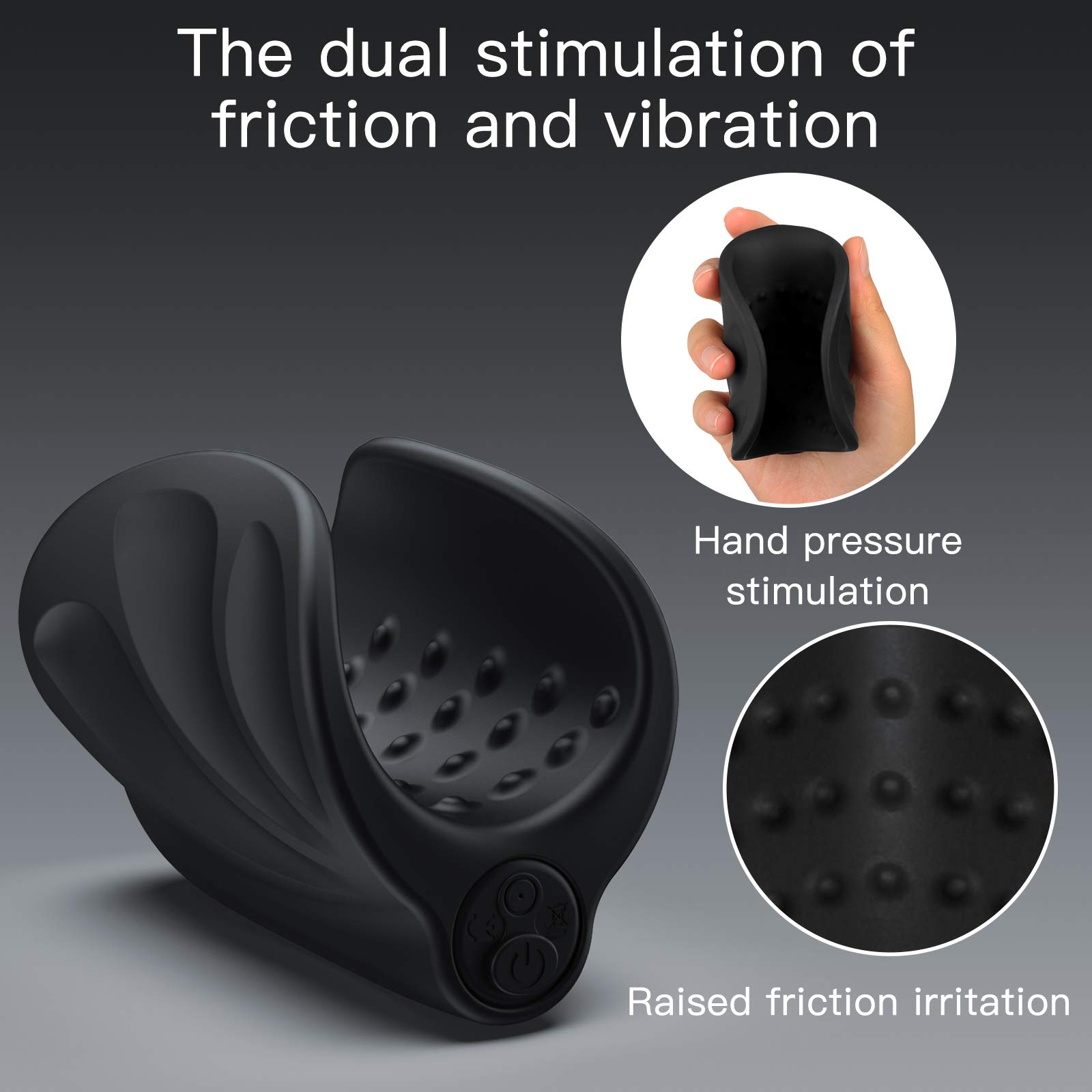 Premium Silicone Male Masturbator with 10 Vibration Modes - Handheld Penis Vibrator for Sensitivity Training & Stamina Improvement - Black Adult Sex Toy for Solo Pleasure & Couples Play