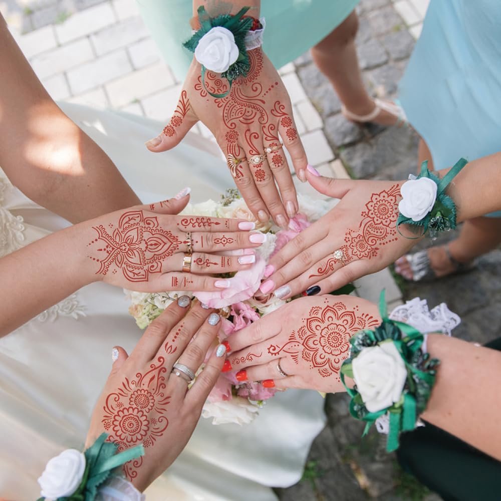 Waterproof Brown Henna Tattoo Stickers for Women - Temporary Hand Tattoos for Weddings, Parties & Festivals | Perfect for Body Art, DIY Decorations & Special Occasions