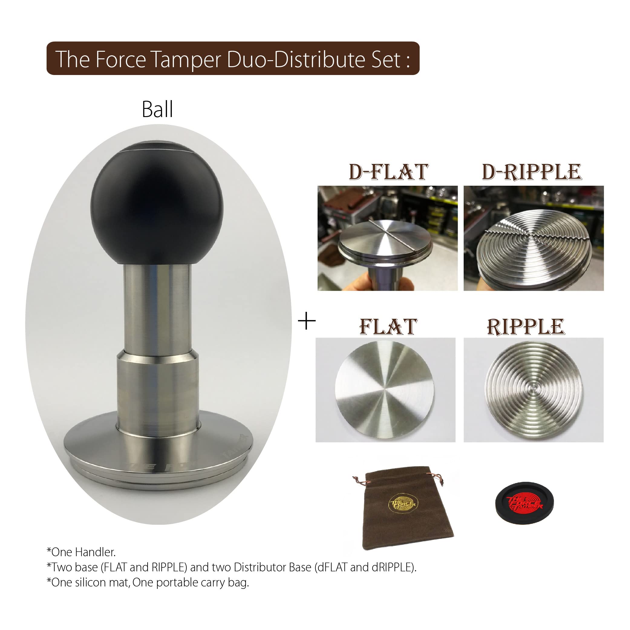 Premium Automatic Coffee Tamper with Adjustable Pressure & Auto-Leveling - 53mm The Force Tamper for Espresso - Perfect for Baristas & Home Brewing (Ball Base) - Ideal for Specialty Coffee Shops & Home Espresso Stations