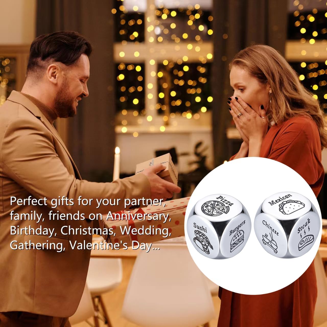 Valentine's Day Gifts for Her, Him, Boyfriend, Husband, Wife & Girlfriend - Food Dice Game for Couples | Christmas Stocking Stuffers for Women, Men & Adults | Perfect for Christmas, Father's Day, Anniversary, Birthday & Wedding Gifts | Fun Date Night & Party Game for Couples
