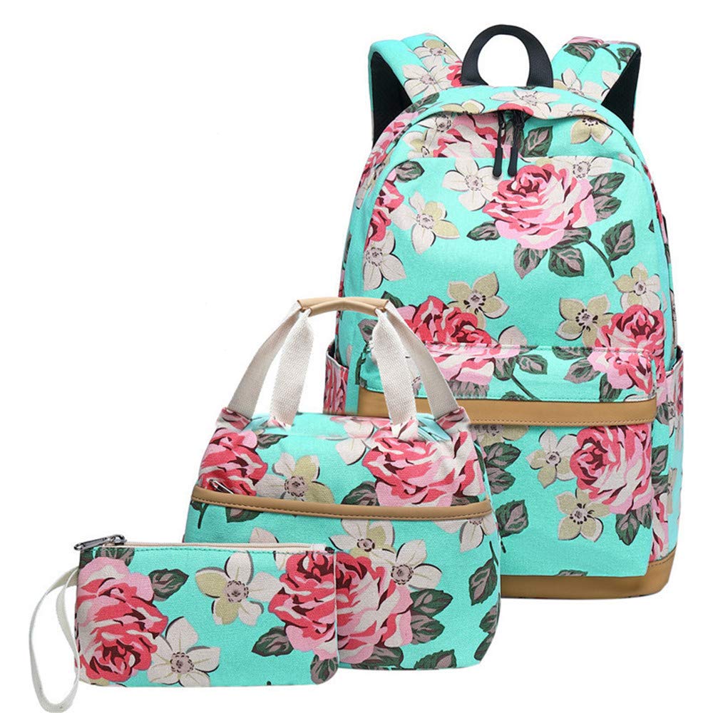 **Insulated Girls Backpack Set with Lunch Box - 3-Piece School Bookbag Combo for Teens & Kids - Perfect for School, Travel & Outdoor Activities**