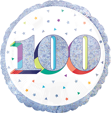 45cm Standard Holographic 'Here's to Your Birthday' Balloons - 100 Pack for Party Decorations, Birthday Celebrations & Special Events