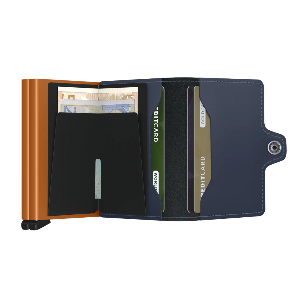 SECRID Twinwallet Matte Night Blue & Orange - RFID Blocking Slim Minimalist Wallet for Men & Women - Perfect for Travel, Business & Everyday Use