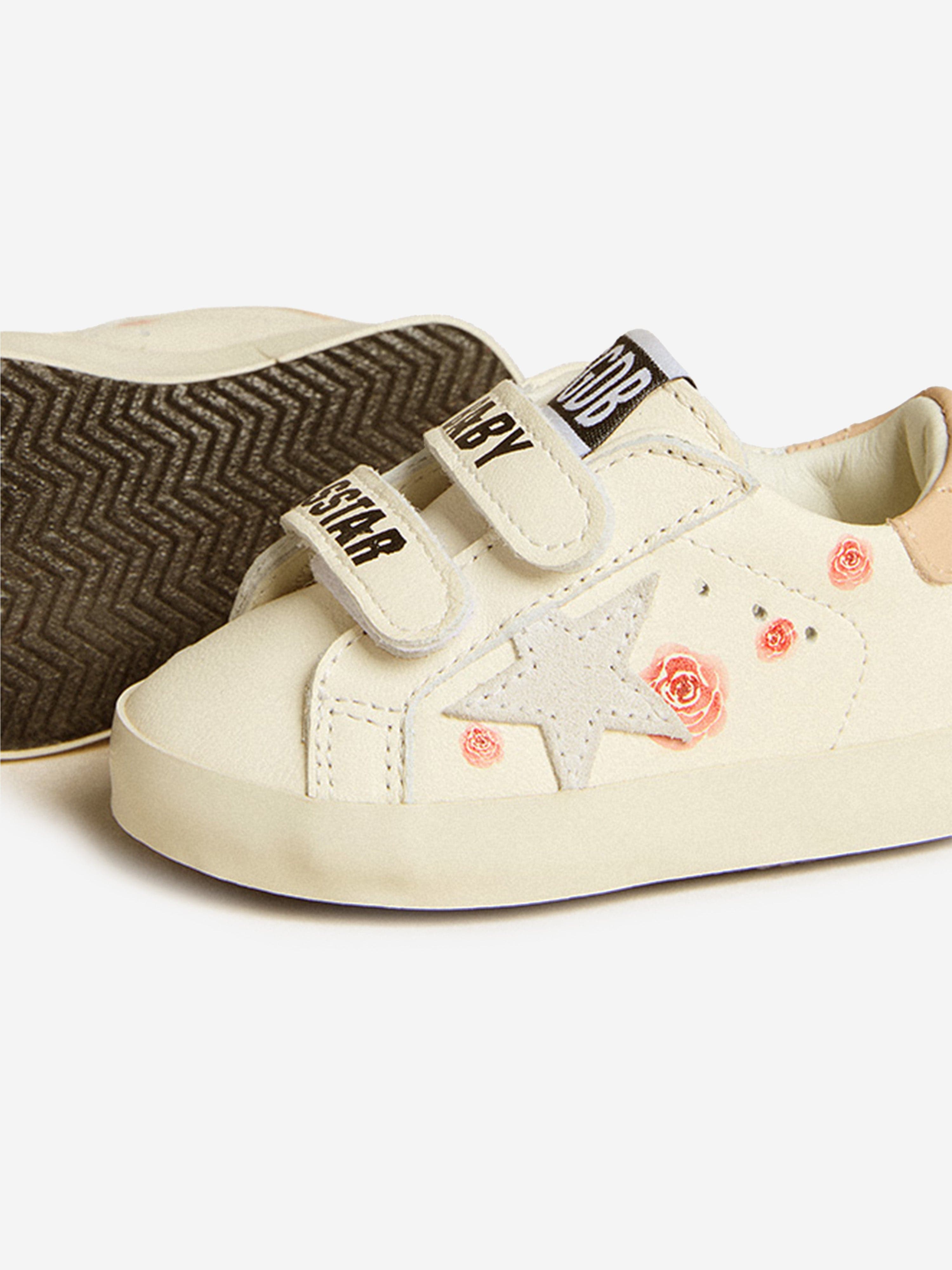 White Leather & Suede Star Sneakers for Baby Girls - Comfortable First Walkers Shoes for Toddlers, Infants & Newborns (Perfect for Playdates, Park Outings & Special Occasions)