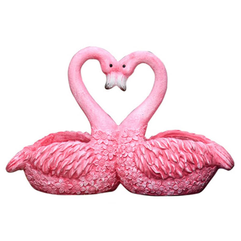 Pink Resin Flamingo Planter Statue with Drainage Hole - Decorative Indoor/Outdoor Garden Pot for Patio, Lawn & Home Decor - Perfect for Couples Gift & Tropical Theme Gardens