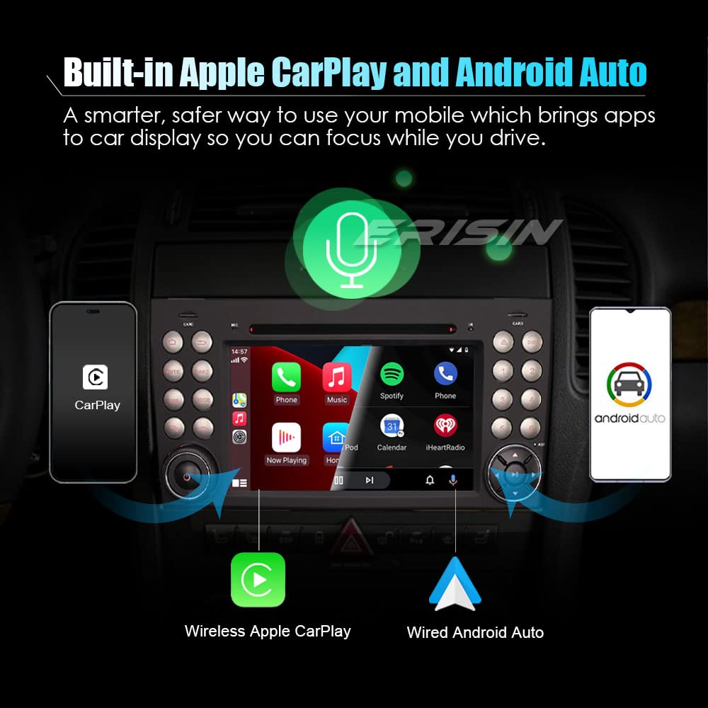 8-Core Android 13 Car Stereo with GPS Navigation for Mercedes-Benz SLK Class R171 (SLK200/SLK280) - Apple CarPlay, DSP, Bluetooth 5.0, WiFi, DAB+, DVB-T2, 64GB ROM - Perfect for Road Trips & Daily Commuting
