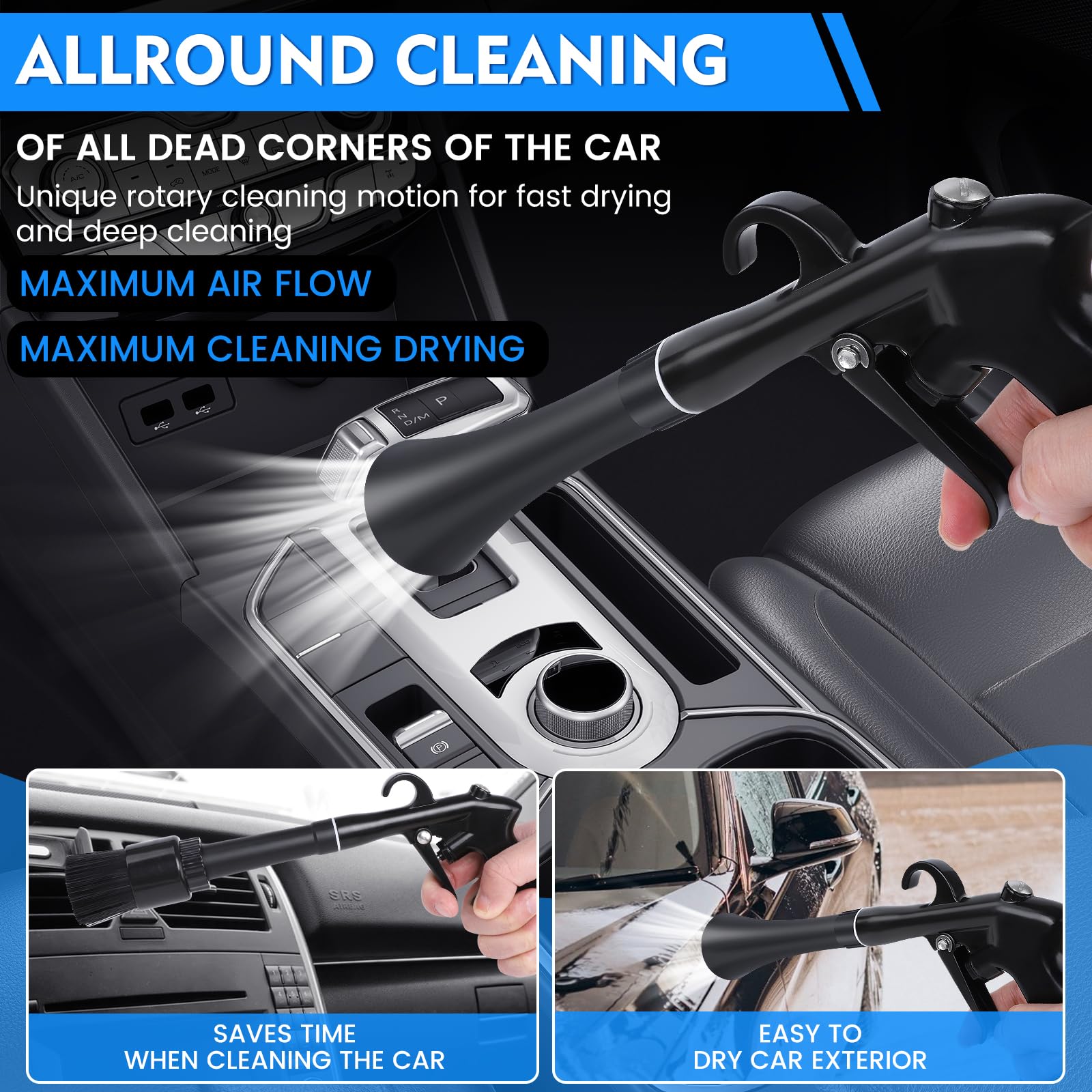 High Pressure Car Cleaning Gun - Powerful Air Blow Gun for Auto Detailing, Quickly Clean & Dry Vehicles, Wheels & Interior | Perfect for Car Wash, Motorcycle Cleaning & RV Maintenance