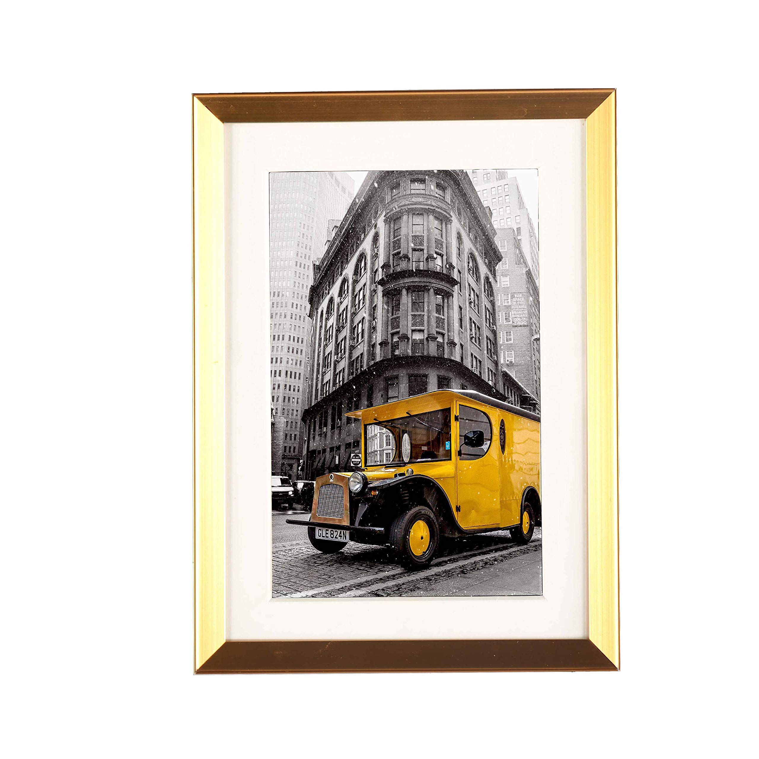 Premium Aluminum Picture Frame with 2MM Glass - Gold 5x7 (4x6 Opening) - Wall Mount & Tabletop Easel Included - Horizontal/Vertical Display - Pack of 6 - Perfect for Home Decor, Office Photos & Gift Giving