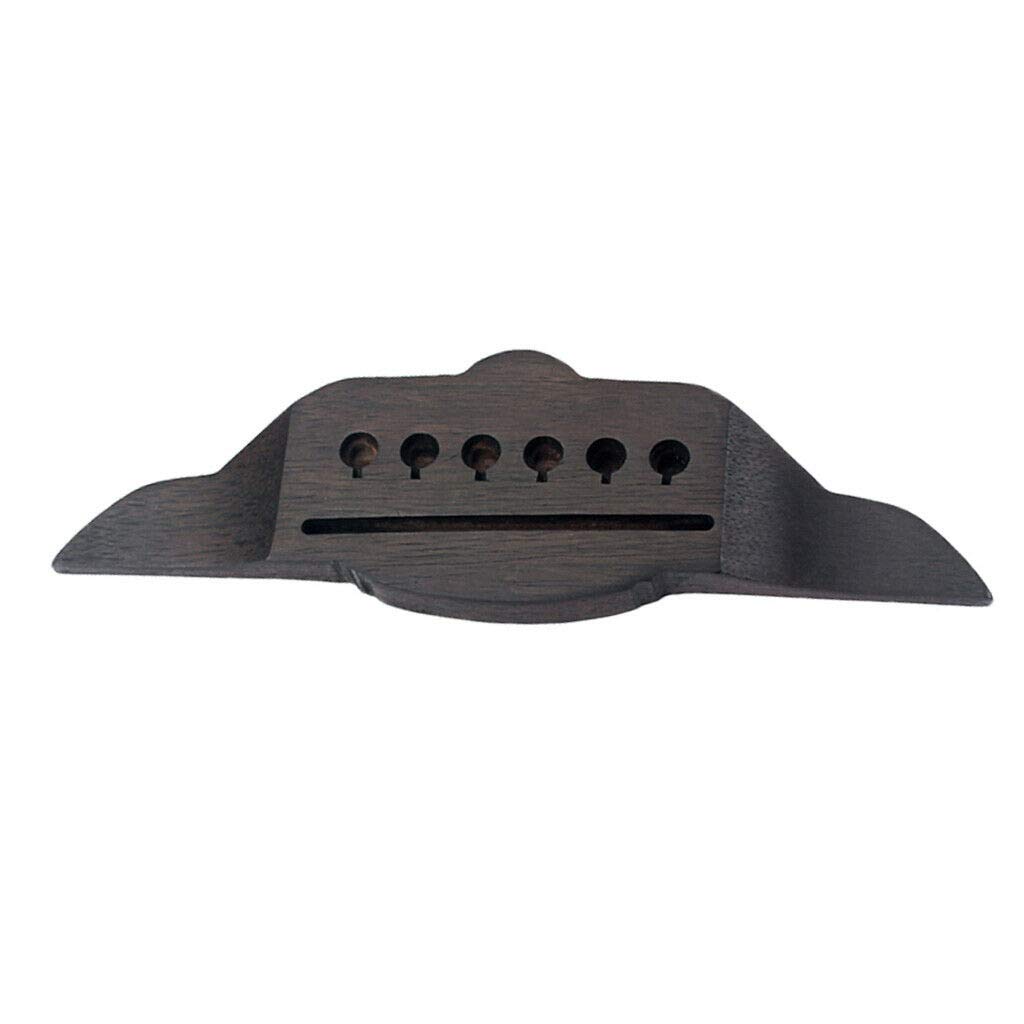 6 String Rosewood Saddle Thru Guitar Bridge - 1pc Replacement Acoustic Folk Guitar Part for Enhanced Sound & Durability | Perfect for DIY Guitar Repair & Upgrades