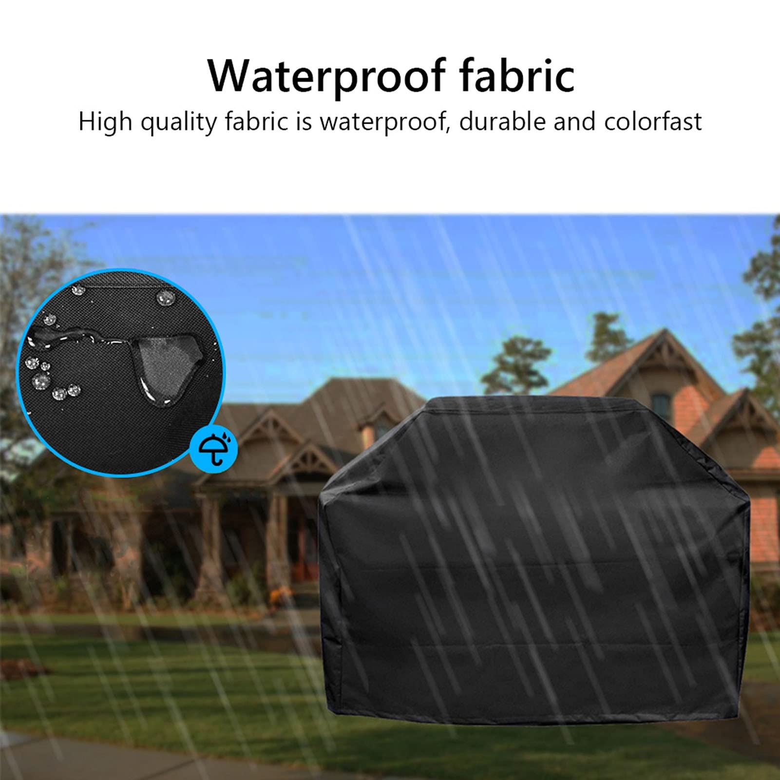 **Waterproof BBQ Cover - Heavy Duty Oxford Fabric Outdoor Grill Cover - Customizable Size (190x71x117cm) - Black - Protects from Rain, Dust & UV Rays - Perfect for Patio, Backyard & Camping**