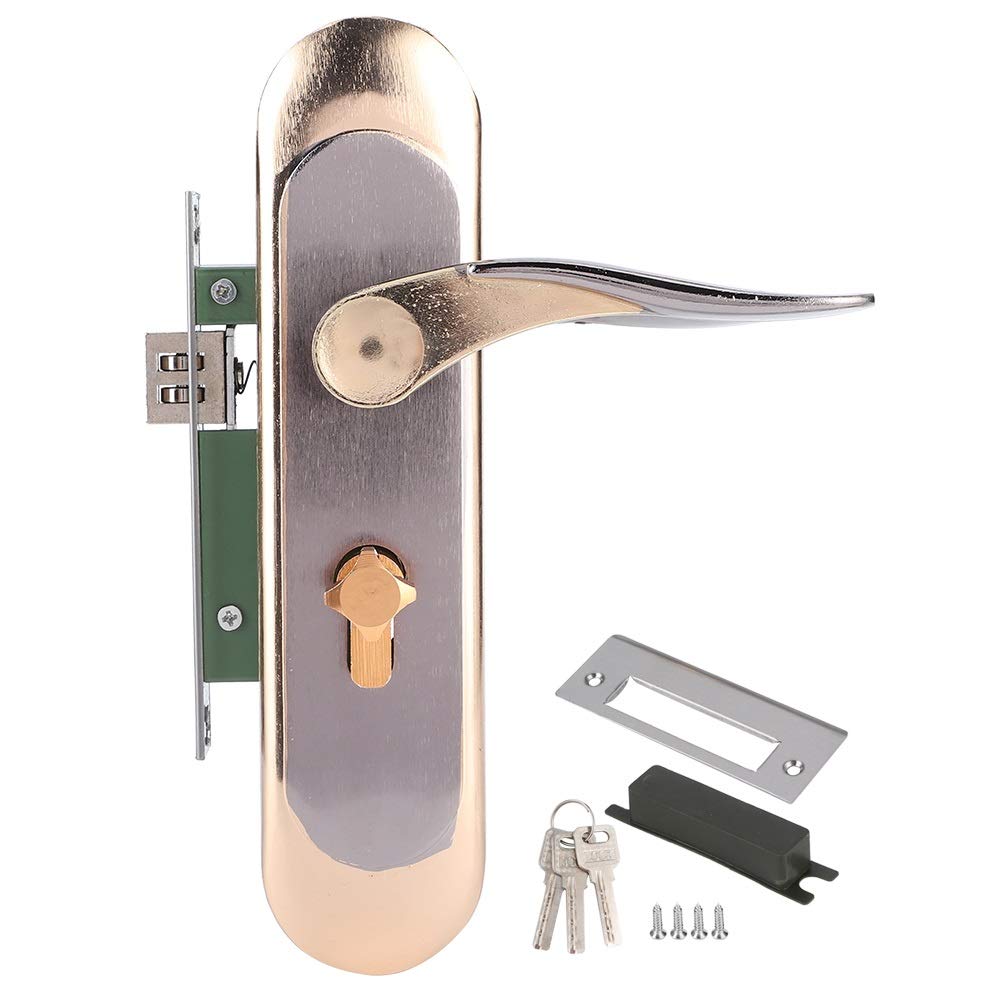 Premium Aluminum Alloy Security Door Handle Lock Set with Keys - Electroplated Finish, Quiet Bearing - Ideal for Bedroom, Bathroom & Apartment Safety