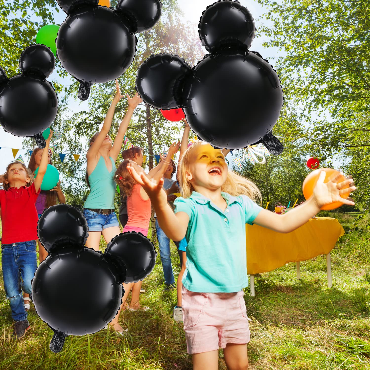 LIYDE 6 Pack 24 Inch Black Mouse Head Foil Balloons for Birthday Party Decorations, Baby Shower Decor - Perfect for Disney Themed Parties, Kids Room Decor & Photo Backdrops