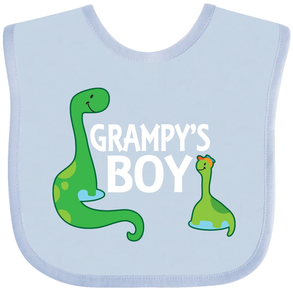 Inktastic Grampy's Boy Grandson Dinosaur Baby Bib - Soft Cotton Drool Bib for Toddlers, Boys & Girls - Perfect for Feeding, Teething & Playtime