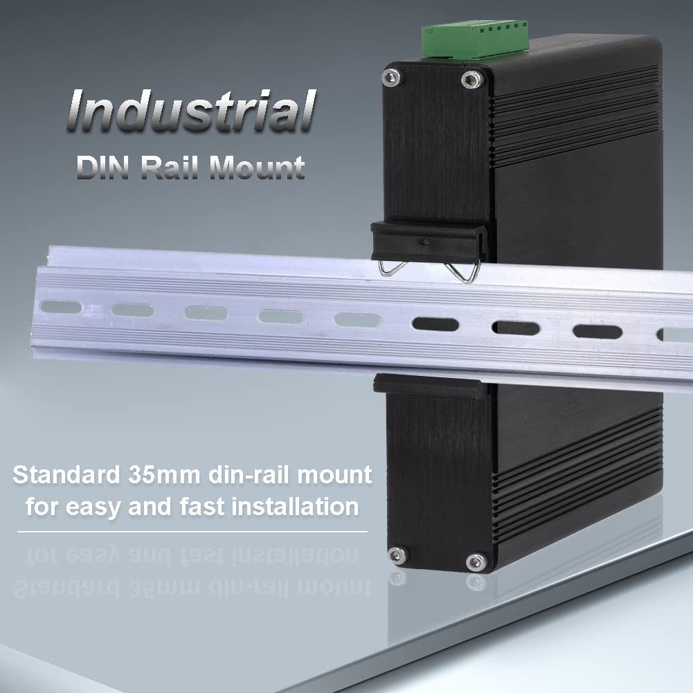 Industrial 4-Port Gigabit Ethernet Switch | DIN-Rail Mountable | 10/100/1000Mbps Unmanaged Network Switch | 4x RJ45 + 2x SFP Fiber Ports | Rugged Design for Harsh Environments | Perfect for Factory Automation & Industrial Networking