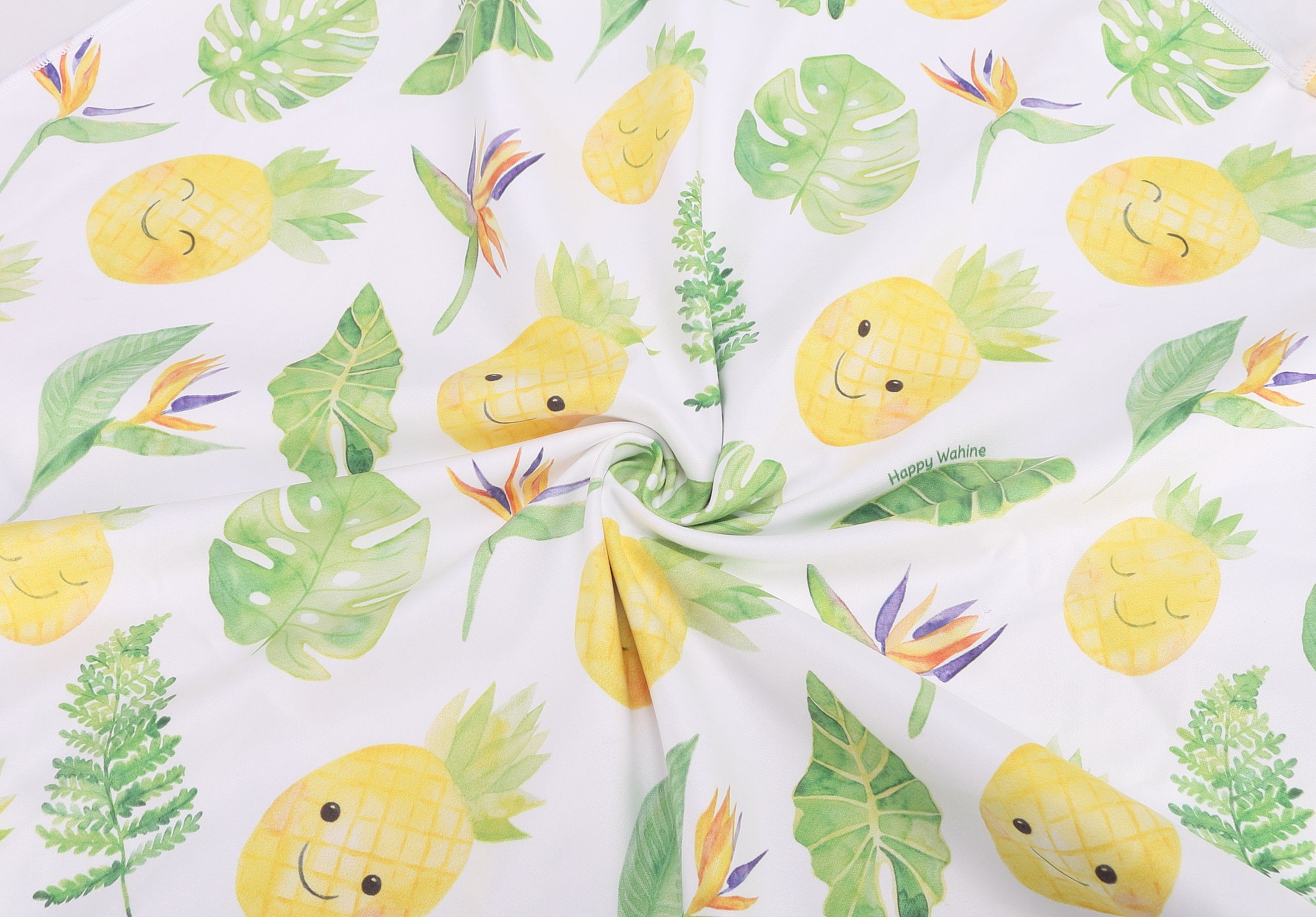 Stylish Hooded Beach Towel Poncho for Teens - Monstera & Pineapple Print in White - Perfect for Pool, Beach, and Outdoor Activities