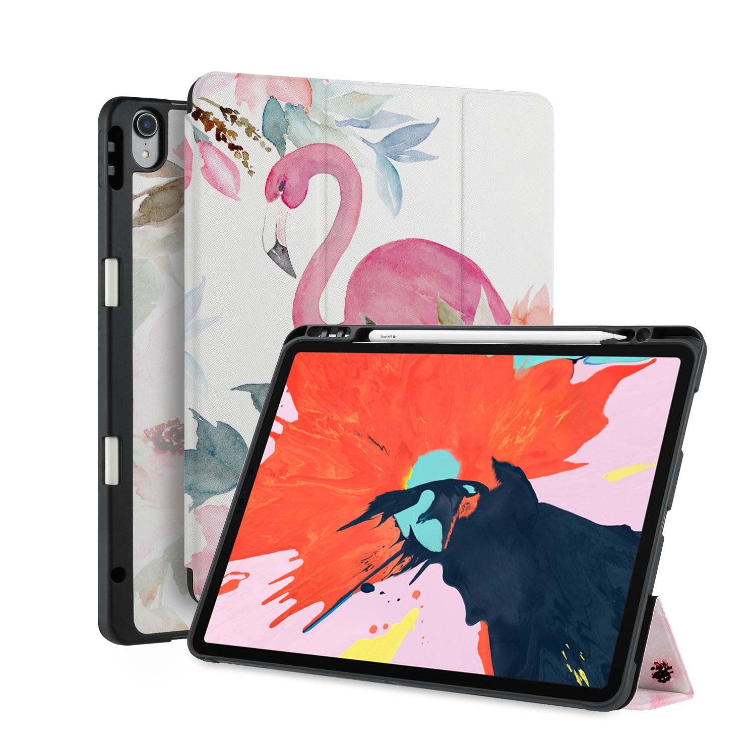 Premium iPad Trifold Case with Flamingo Design - Slim Protective Cover for iPad 6/7/8/9/10, Auto Sleep/Wake - Perfect for Work, Travel & School